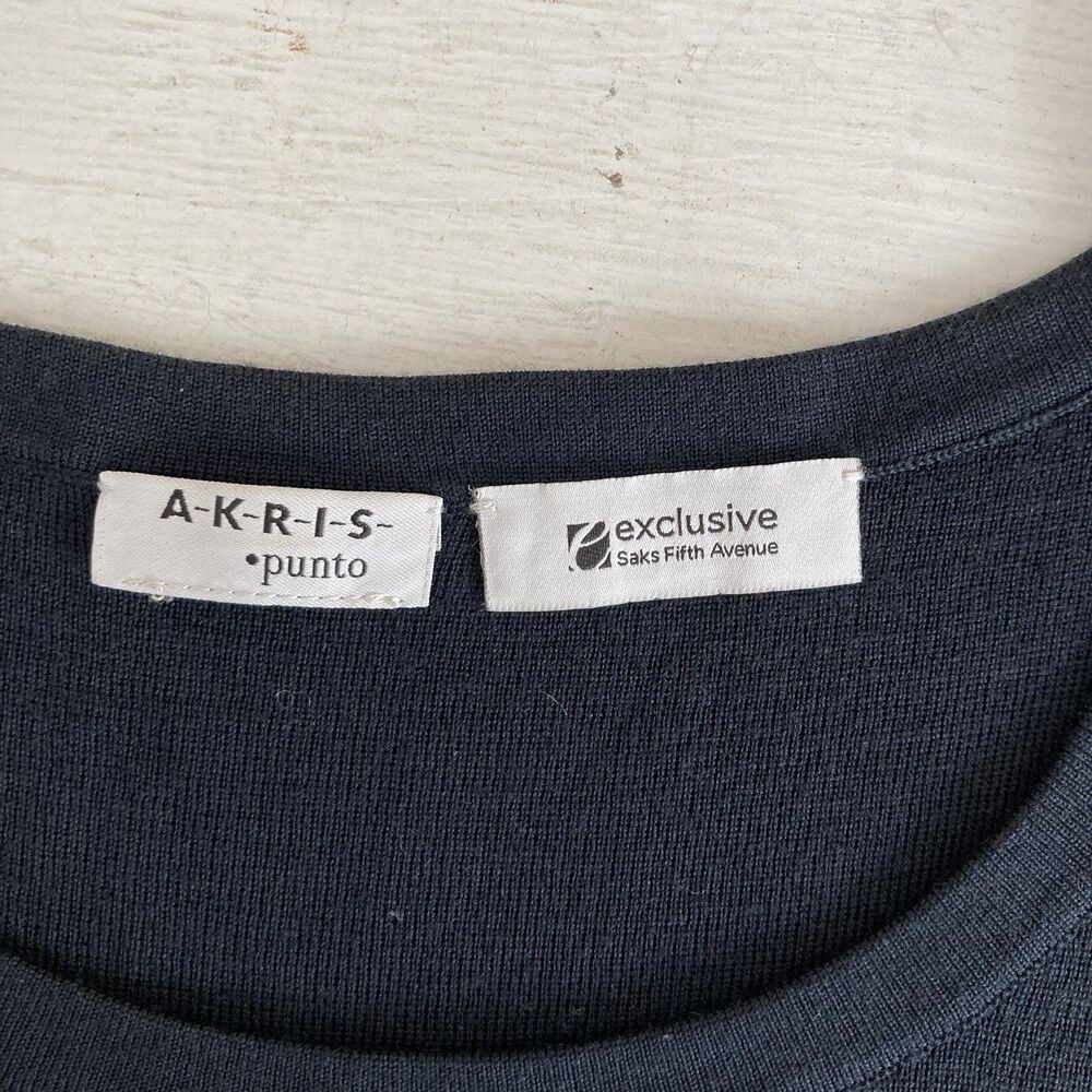 Akris Punto Top Womens Size 10 Black 100% Wool Tank Scoop Neck Solid Layering - Picture 7 of 9